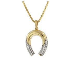 trendor 41238 Women's Horseshoe Pendant Gold 333 + Gold-Plated Silver Necklace