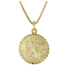 trendor 41258 Men's Christophorus Pendant Gold 585 on Gold-Plated Silver Chain