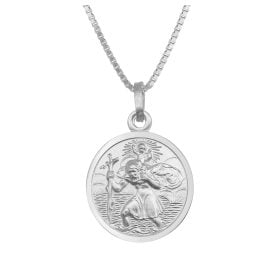 trendor 41445 Necklace with Saint Christopher Pendant Ø 18 mm 925 Silver