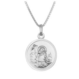 trendor 41456 Necklace with Saint Francis Pendant Ø 16 mm 925 Sterling Silver