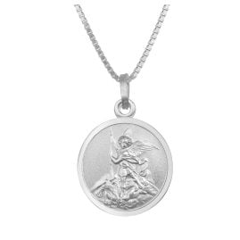 trendor 41462 Necklace with Archangel Michael Pendant Ø 16 mm 925 Silver