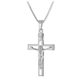 trendor 41402 Halskette mit Kruzifix Kreuz-Anhänger 925 Silber