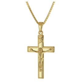 trendor 41416 Kruzifix 14 Karat Gold 585 mit goldplattierter Silberkette