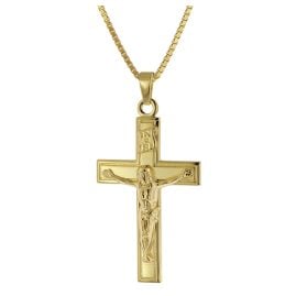 trendor 41414 Crucifix Pendant 30 mm Gold 333 + Gold-Plated Silver Chain