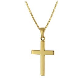trendor 41420 Cross Gold 750 / 18 Carat with Gold-Plated Silver Chain