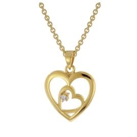 trendor 41502 Heart Pendant 333/8K Gold on a Gold-Plated Silver Necklace