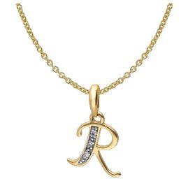 trendor 41520-R Letter Pendant R 333/8K Gold with Gold-Plated Silver Chain