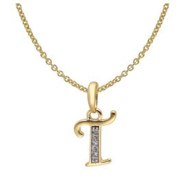 trendor 41520-T Letter Pendant T 333/8K Gold with Gold-Plated Silver Chain