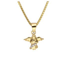 trendor 41550 Engel-Anhänger Gold 333/8K mit goldplattierter Kette für Kinder