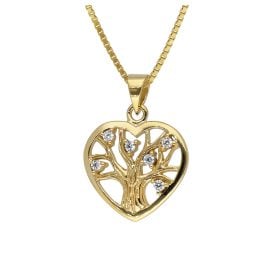 trendor 41555 Tree Of Life Pendant Gold 333 with Gold-Plated Silver Necklace