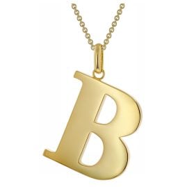 trendor 41790-B Damen-Kette mit Großem Buchstaben B 925 Silber mit Goldauflage