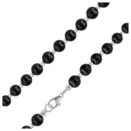 trendor 41849 Perlenkette für Männer mit Onyx- und Süßwasserperlen 50 cm