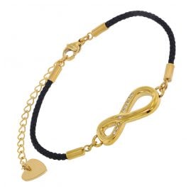 trendor 75891 Ladies Leather Bracelet Black Infinity Heart