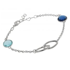trendor 51346 Armband für Damen 925 Sterlingsilber Armkette mit Blauen Quarzen