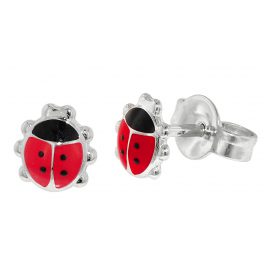 trendor 35826 Silver Earrings Ladybug