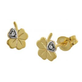 trendor 35813 Kids Stud Earrings Shamrock with Diamond