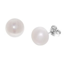trendor 08362 Silver Pearl Earrings Freshwater Pearl White