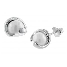 trendor 08778 Silver Earrings White Glass Pearl