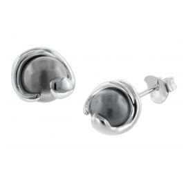 trendor 08779 Silver Earrings Grey Glass Pearl