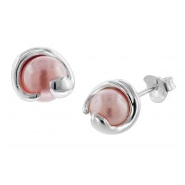 trendor 08780 Silver Earrings Pink with Glass Pearl