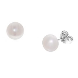 trendor 08898 Silver Ladies' Stud Earrings with Cultured Freshwater Pearls
