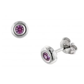 trendor 08915 Silver Stud Earrings Cubic Zirconia Purple 5,5 mm