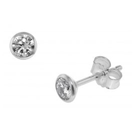 trendor 75103 Studs for Women and Men 585 White Gold (14 ct) 4.5 mm
