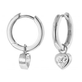 trendor 51031 Hoop Earrings with Heart Pendant 925 Silver