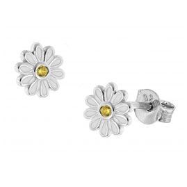 trendor 51037 Mädchen-Ohrringe Ohrstecker 925 Silber Blume Weiß