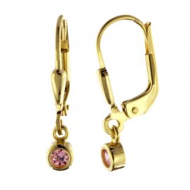 trendor 51096 Ohrringe Ohrhänger mit Pink-Zirkonia Gold 333 / 8 K
