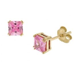 trendor 51680-04 Stud Earrings Gold 333 / 8K with Pink Cubic Zirconia