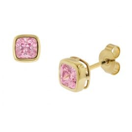 trendor 51684-04 Women's Earrings Gold 333 / 8K Cubic Zirconia Pink