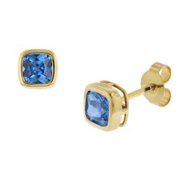 trendor 51684-03 Stud Earrings Gold 333 / 8K Cubic Zirconia London Blue
