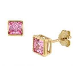 trendor 51715-04 Ladies' Stud Earrings Gold 333 / 8K Pink Cubic Zirconia