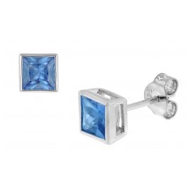 trendor 51670-03 Earrings 925 Sterling Silver Cubic Zirconia London Blue