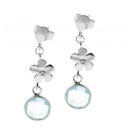 trendor 51349 Earrings 925 Sterling Silver With Light Blue Quartz Crystals