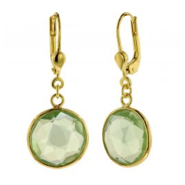 trendor 51356 Earrings 925 Sterling Silver Gold-Plated with Light Green Quartz