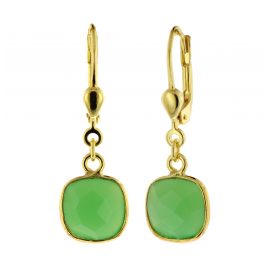 trendor 51358 Earrings Gold-Plated 925 Sterling Silver with Light Green Quartz