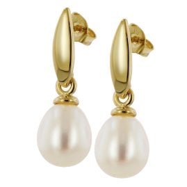 trendor 41190 Pearl Stud Earrings Gold 333 / 8K Freshwater Pearls