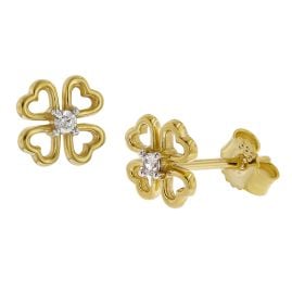 trendor 41196 Earrings for Girls Gold 333 (8 ct) Cloverleaf Stud Earrings