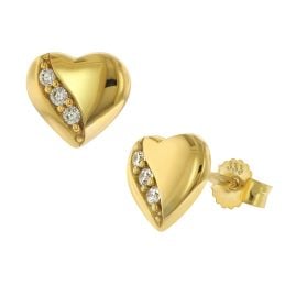 trendor 41499 Women's Stud Earrings 333/8K Gold Heart with Cubic Zirconia