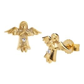 trendor 41543 Children's Stud Earrings Angel Gold 333/8K with Cubic Zirconia