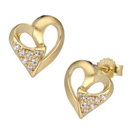trendor 41545 Women's Stud Earrings 333/8K Gold Heart with Cubic Zirconia