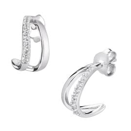 trendor 41597 Ladies' Hoop Earrings Silver 925 with Cubic Zirconia