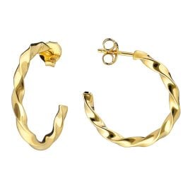 trendor 41617 Women's Earrings 925 Silver Gold Plated Hoop Earrings