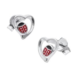 trendor 41639 Children's Earrings Silver 925 Ear Studs Heart/Ladybug