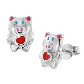 trendor 41658 Children's Earrings Silver 925 Lucky Pig Studs