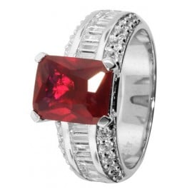 trendor 68367 Silber Damenring Royal Zirkonia rubinrot
