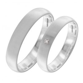 trendor 5004 Wedding Rings Pair 375 White Gold Ring Set with Diamond