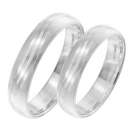 trendor 6003 Wedding Rings Pair 375 White Gold Polished